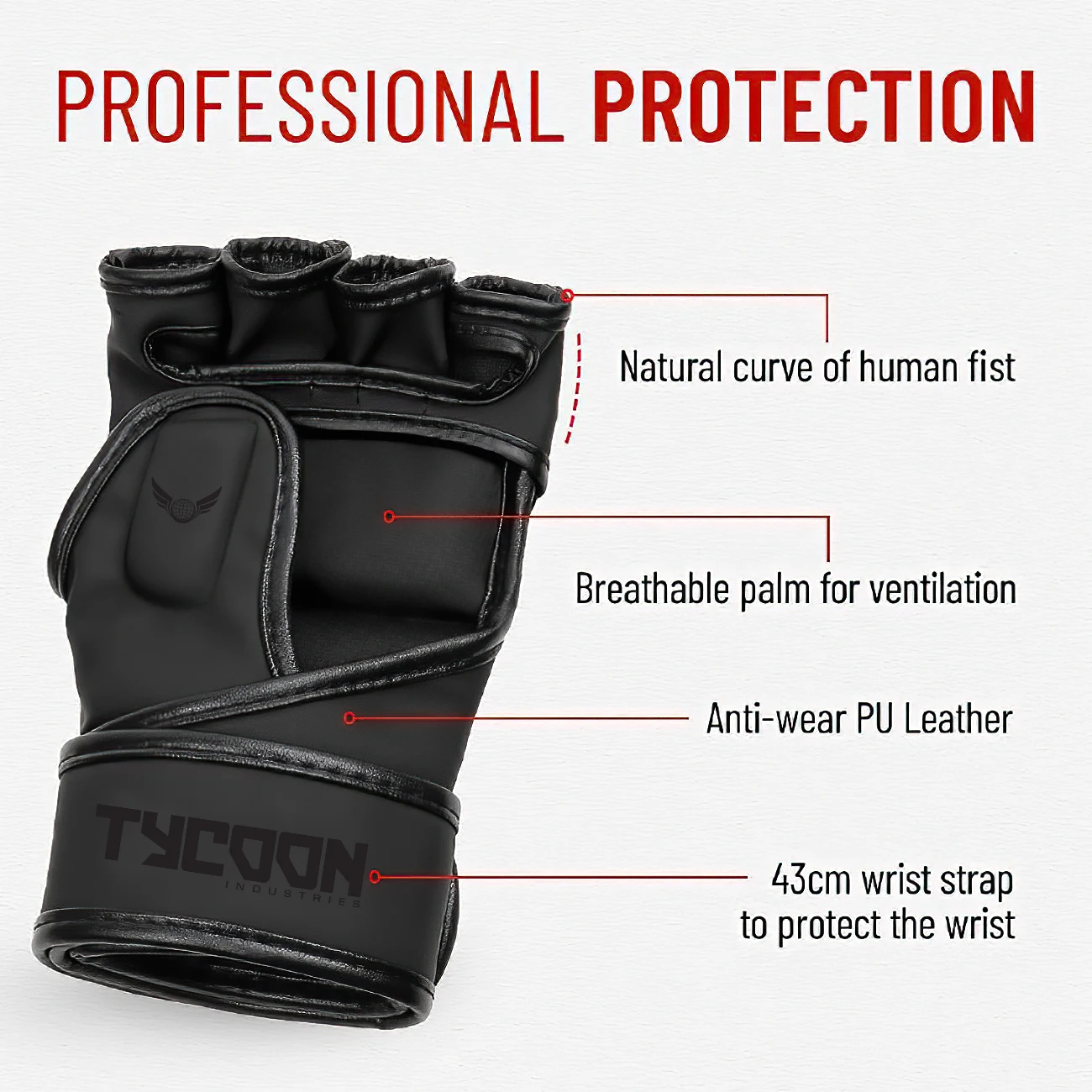 New Wholesale Design High Quality Pu Mma Gloves Ufc Gloves for Training Customized Mma Gloves