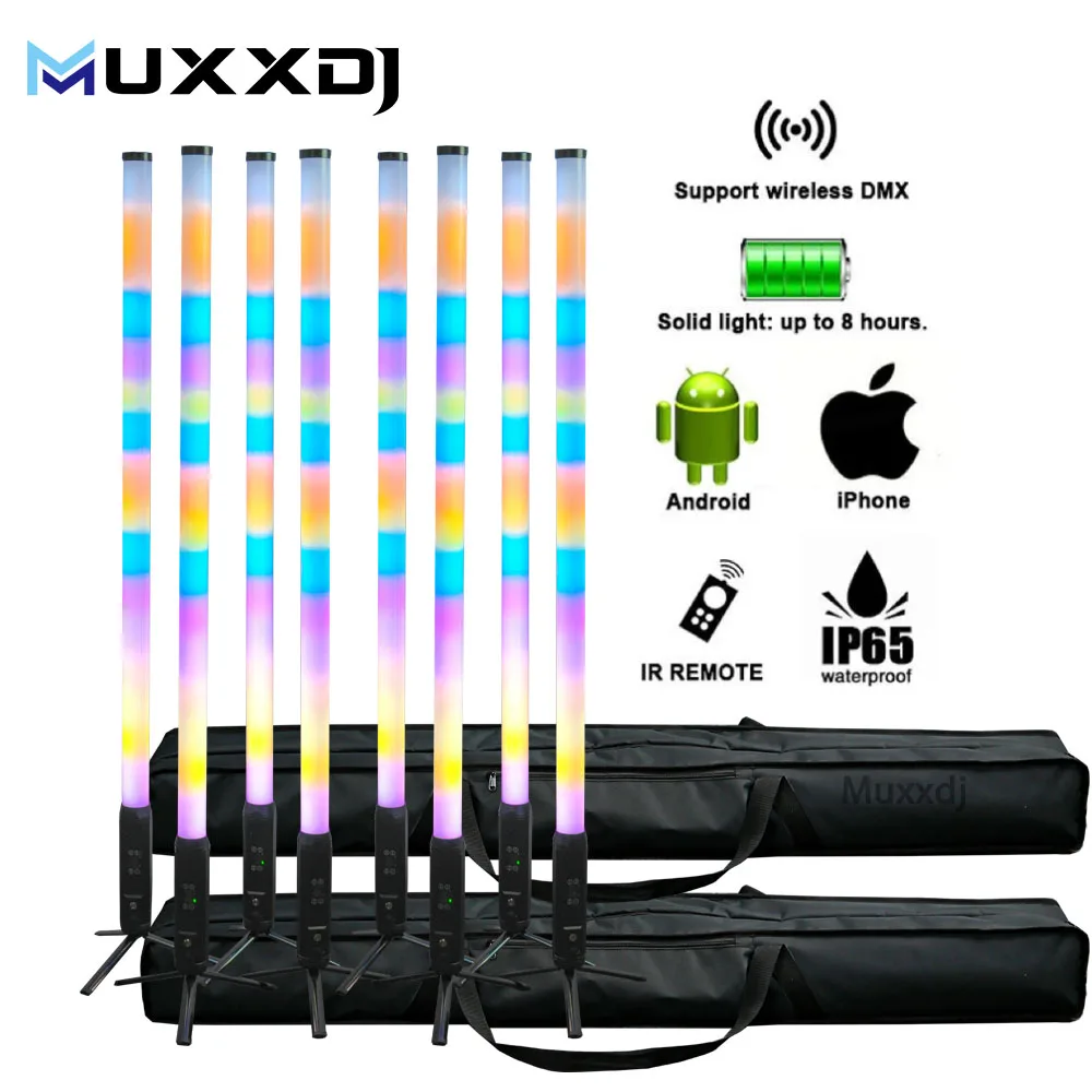 Muxxdj водонепроницаемый IP65 360 пиксельный прожектор батарея беспроводная Светодиодная трубка восходящего света DMX Wifi управление клубным светом для диджейских вечеринок