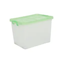 Multipurpose Space saving Plastic Transparent Iconic Storage Box With Wheel Container Storage box With Lid W480 x D310 x H300 mm