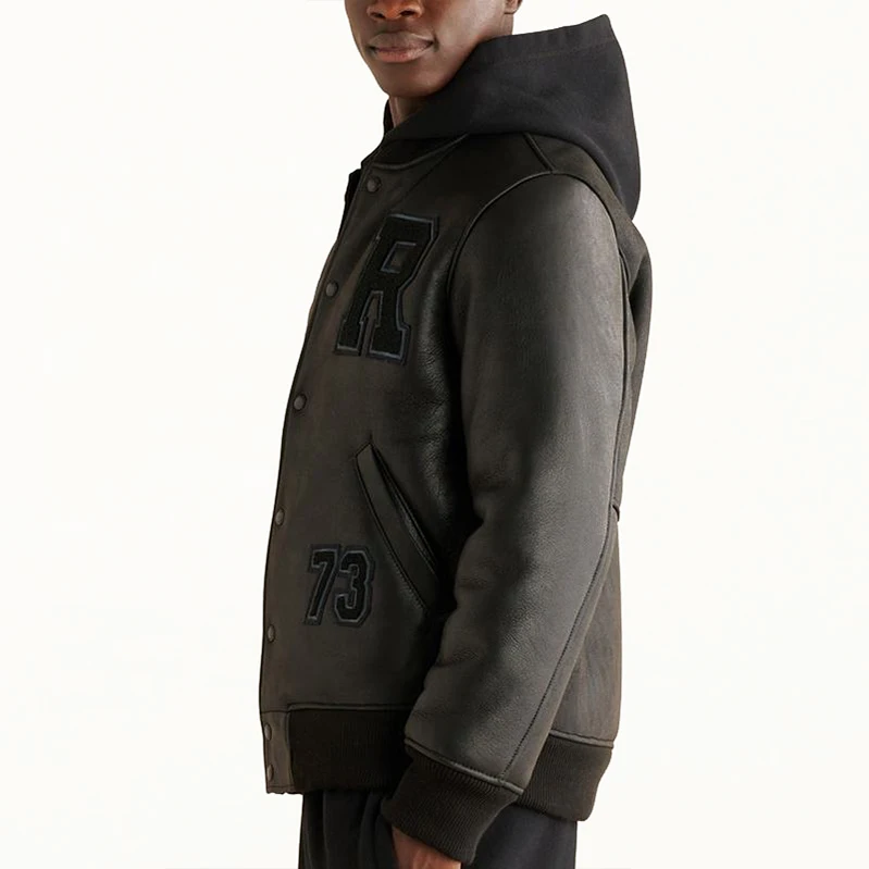Custom Men Faux Leather Jackets Applique Embroidery Winter Motorcycles Varsity Jackets
