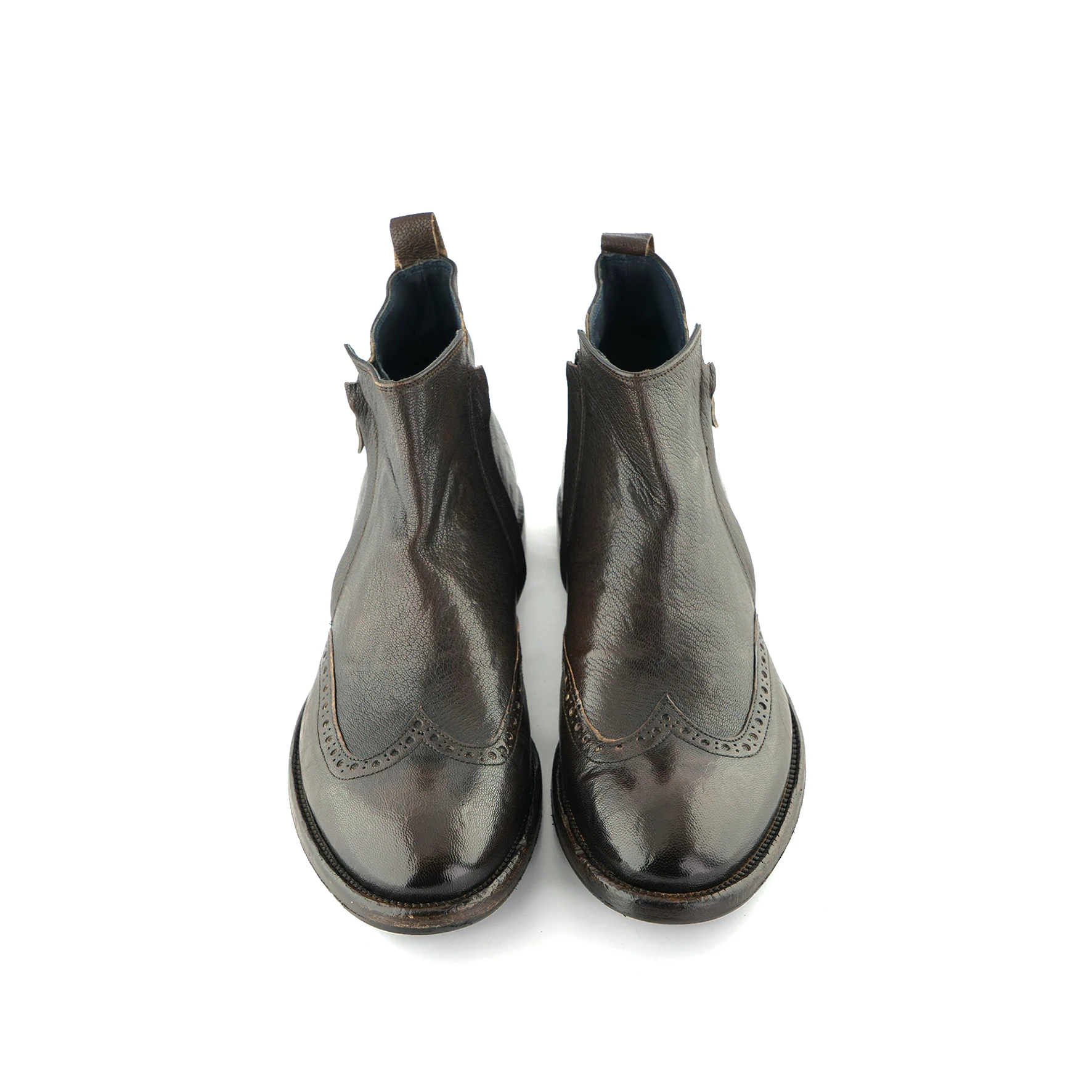 HIGH QUALITY MAN CLASSIC SHOES DARK BROWN LEATHER, TWO ZIP, LIGHT, COMFORTABLE, PURE LEATHER, MADE IN ITALY
