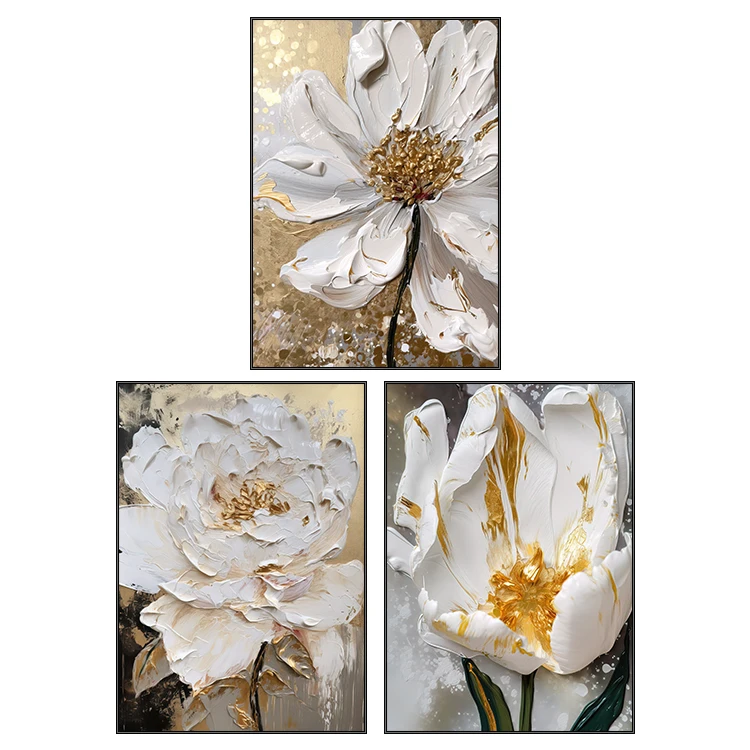 Original Art Modern Flower Hand-Painted  Wall Art for Home Decoration Custom Size texture Oil on Canvas for Living Room