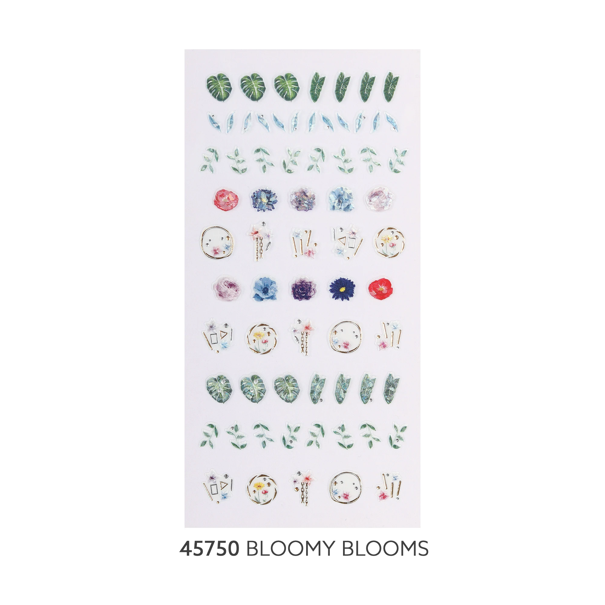 ShineB BLOOMY BLOOMS Decals and Flower 45750 with flower crown Frame leaf blade Multi Size nail art sticker Korea design oem odm