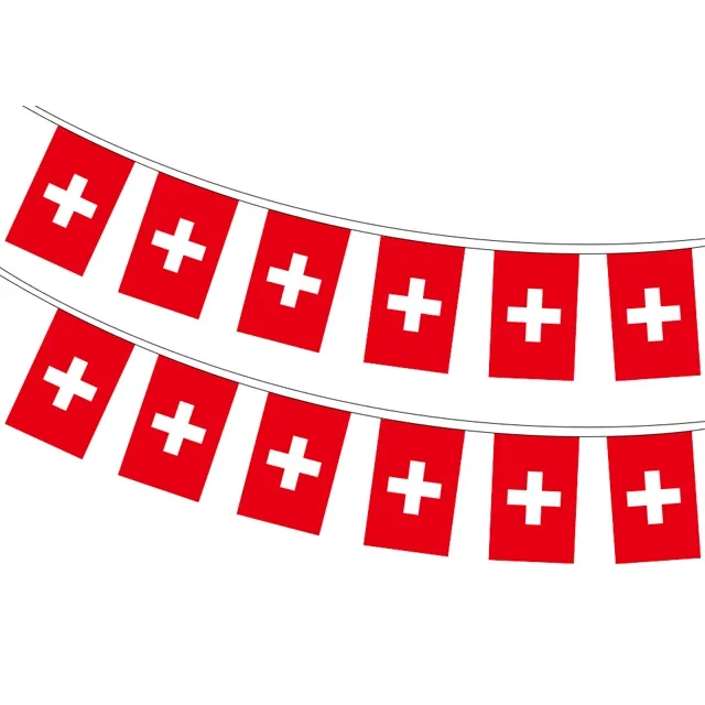 High quality Switzerland rectangle string flag polyester pennant bunting national flags