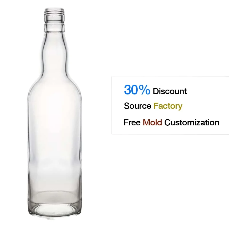 750ml 700ml 500ml 350ml Glass bottle factory custom cork thick bottom round whiskey vodka wholesale spirits bottle
