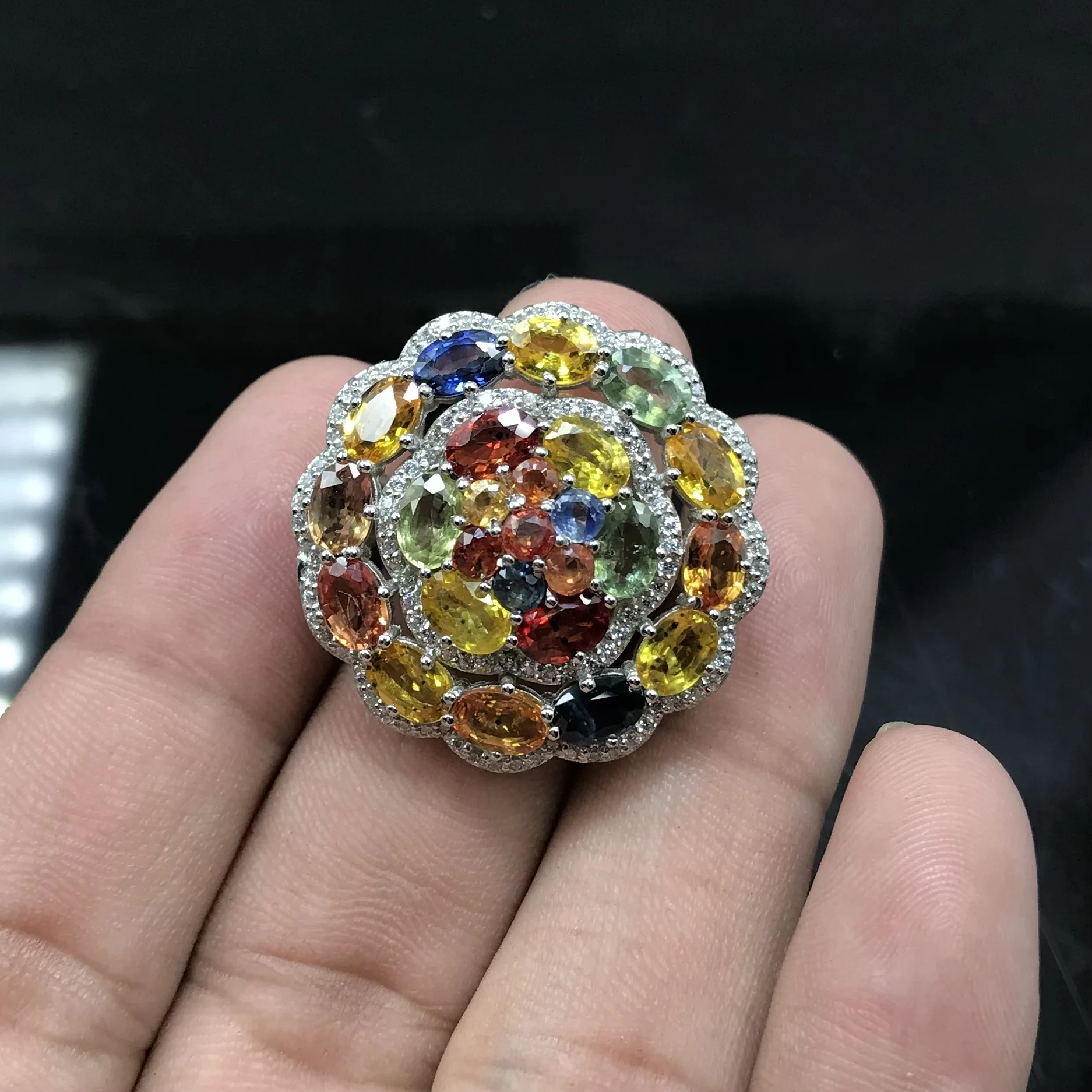 11.85 CTS Natural Multi Sapphire Women Ring Beautiful Art Deco Ring 925 Sterling Silver Women Ring Sapphire Jewelry Manufactures