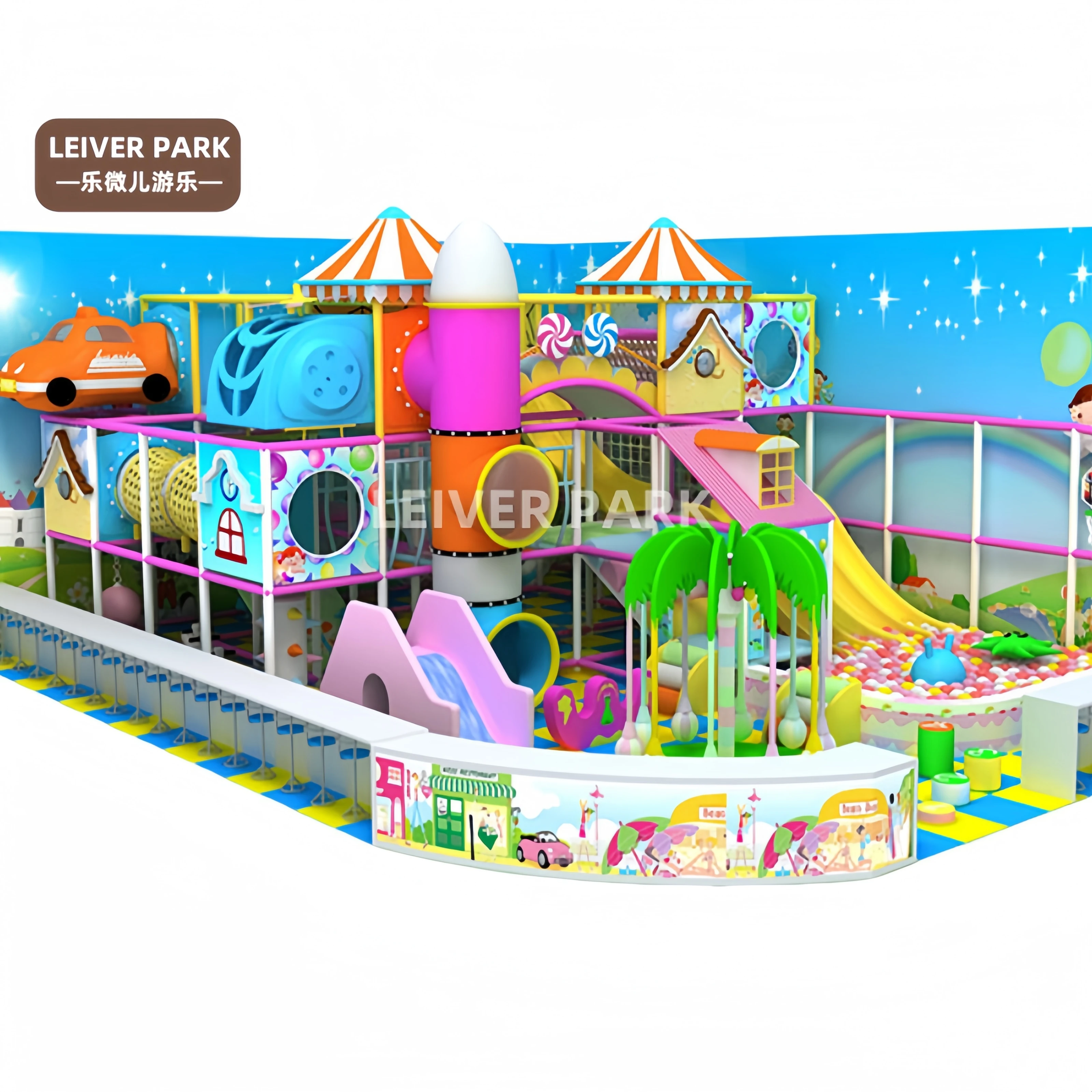 Colorful Indoor Children Playground Candy Theme Amusement Park Soft Play Area Game Center With Slide Indoor Kids Playground