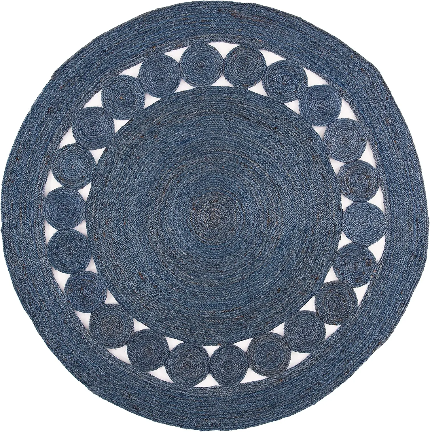 Natural Fiber Round Collection Round Black Handmade Boho Charm Farmhouse Jute Area Rug