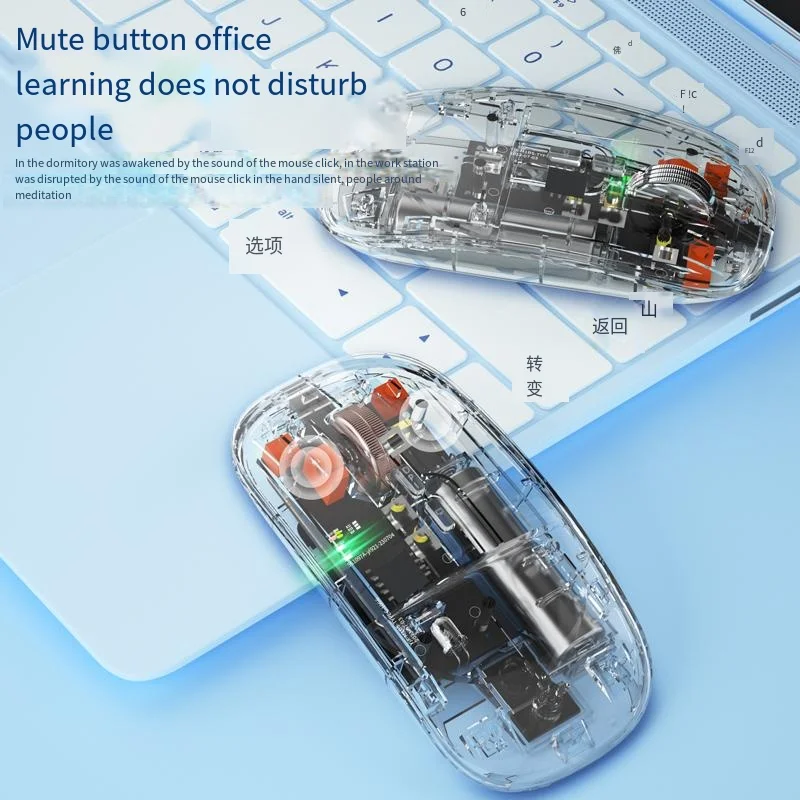 Transparent Mouse  Chroma rechargeable lithiumb operated 24K DPI Optical Sensor 2.4G/BT3.0/BT5.0 connection Wireless mouse