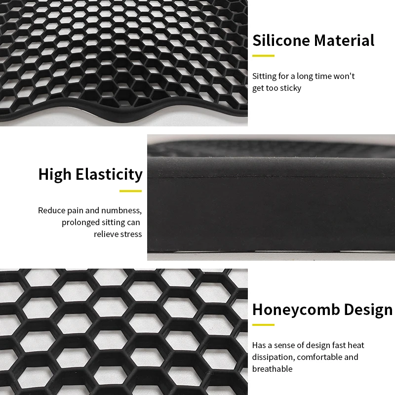 Wholesale comfort soft Square honeycomb gel seat cushion silicone sitter for office chair car seat no deformation