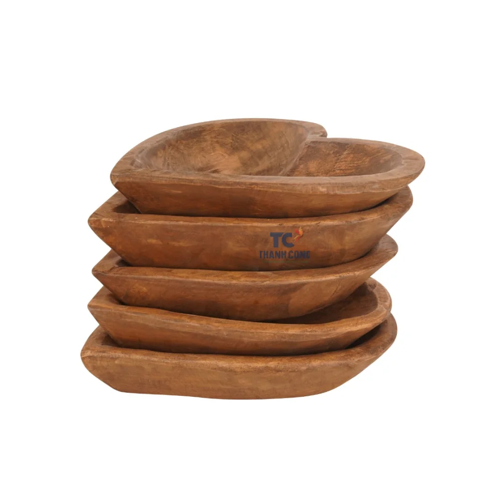 Carved ODM OEM Handmade Customized Design Rustic Home Decor Wooden Dough Bowl Waxed Candle Boat Wholesales