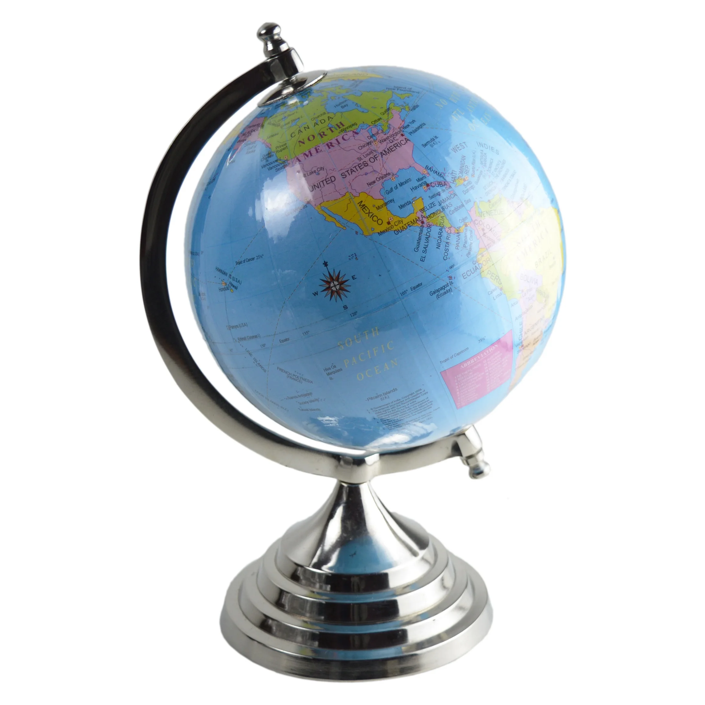 Best Selling World Globe Educational Model New Plastic Ball Map World Globe with Metal Silver base