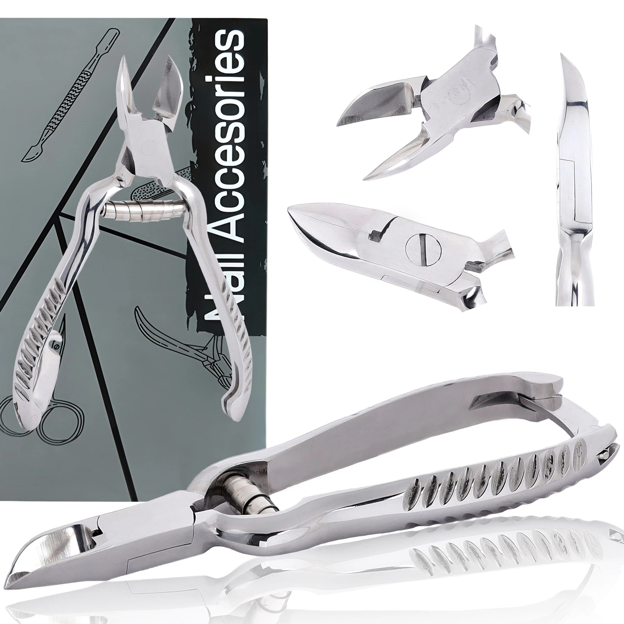 Shiny Blue Color Nail Clipper Straight and Curve Stainless Steel Nail Cutter Eco-Friendly Ergonomic Handle Cuticle Trimmer