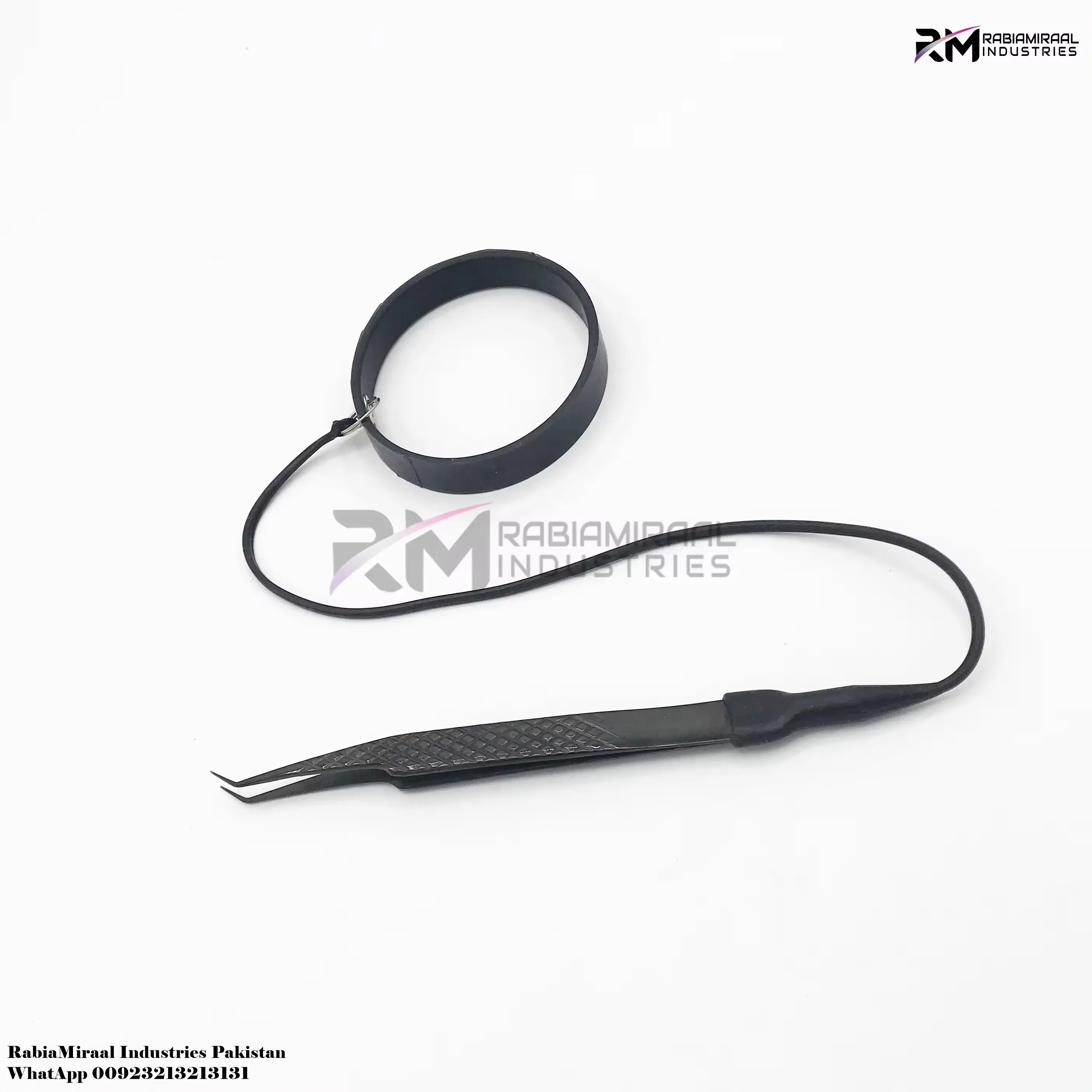 Best Material Black Eyelash Extension Tweezers Customized Logo Silicone Bracelet Protector Bands Private Label Holder