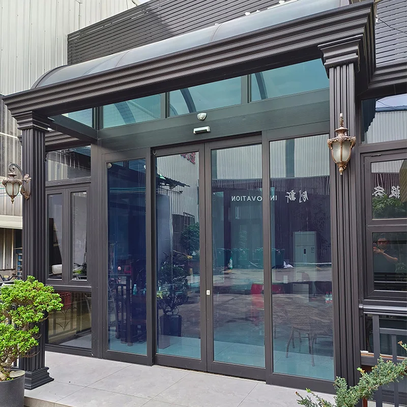 Cheap aluminium slide door soundproof storefront automatic sliding glass door system