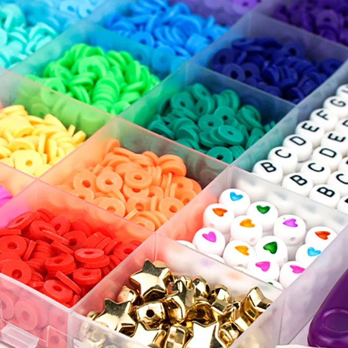 3000pcs Jewelry Making Kit Preppy Bracelets 24 Colors Flat Round Polymer Clay Beads Toys