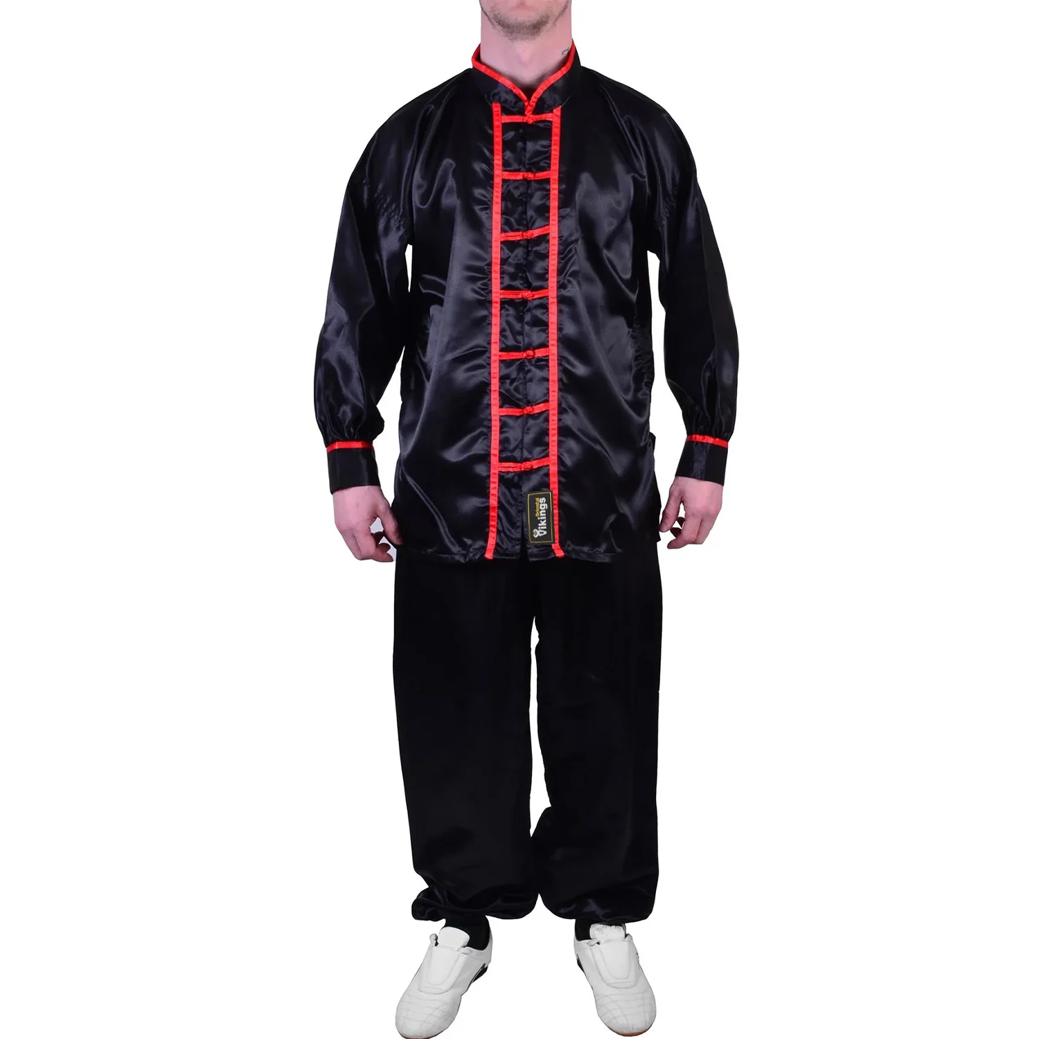 Пользовательские Высокое качество Черный кунг-фу Wushu Униформа с красным Трубопроводом