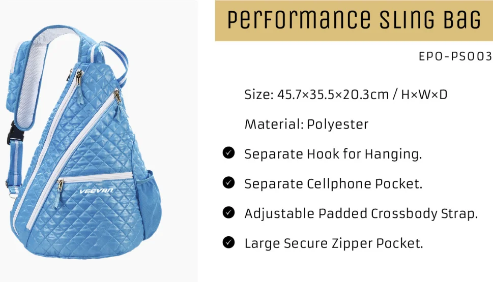 Custom Sport Tote Adjustable Pickleball Sling Bag Table Tennis Racket Backpack Luxury Pickleball Paddle bag 2023