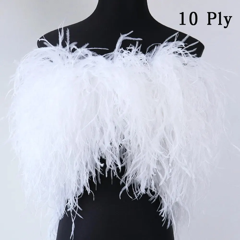 2Meter Quality Ostrich Feathers Trim Boa for Craft Party Wedding Clothing Dress Cuff Sewing Decor Plumes Shawl 6 to 10 Ply