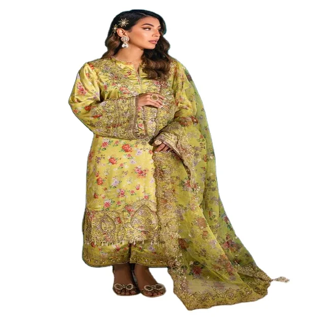 Самые последние женские дизайнерские 100% шелковые костюмы для женщин с очень тонкой вышивкой индийские пакистанские salwar kameez