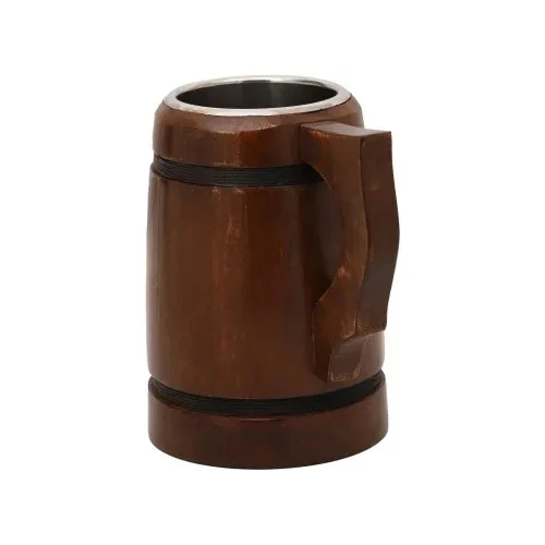Classic Minimalist Mango Wood Tumbler Free Design Tea Cup and Beer Glass Stein Export Quality Wooden Tankard Barrel Mug