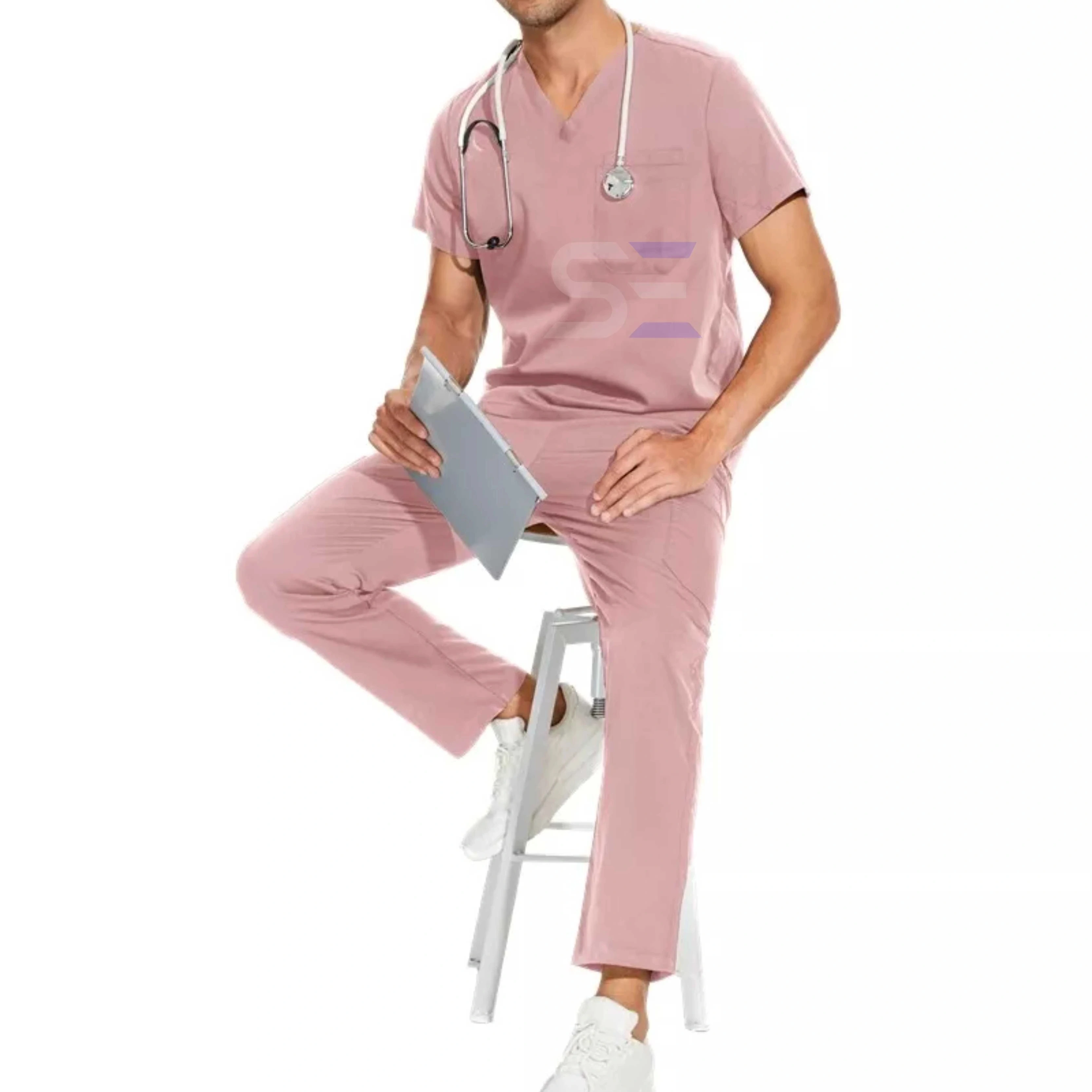 Hot Sale Unisex Short Sleeve Tops Nurse Jogger Pants Medical Uniform Hospital Scrubs with Zipper Top Vendors Uniforms Women Men