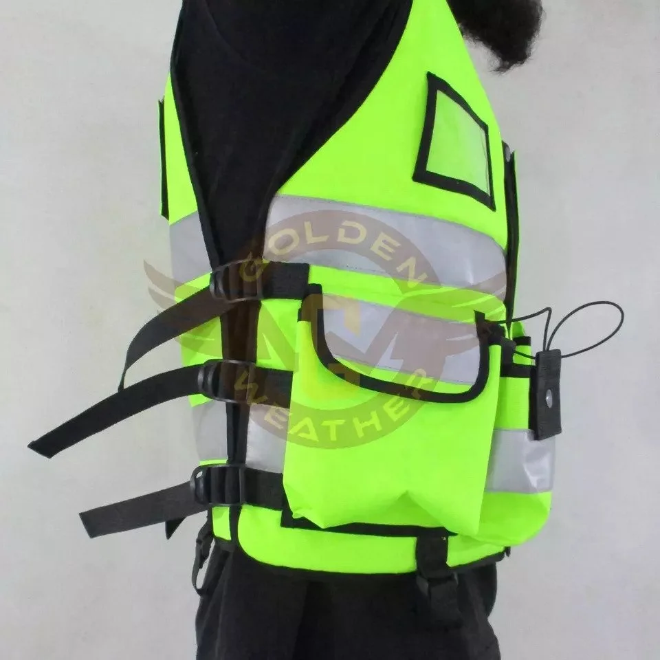OEM Design Green Color Security High Visibility Reflective Vest Front Zipper Cheap Price Safety Vests Hi Viz Tactical Vest