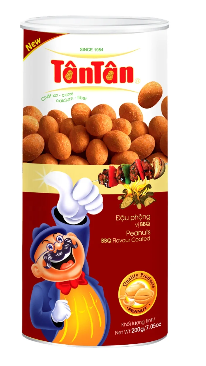 Компания TAN, ароматизированный арахис с барбекю, такой хрустящий в розничных продавцах, Упаковочная фабрика во Вьетнаме, готов к отправке, низкая цена