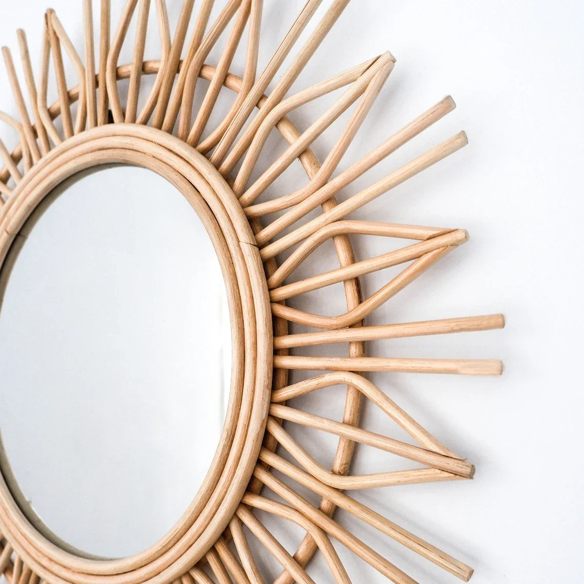 New Design Luxury Custom handmade rattan wall arch mirror hanging rattan wall mirror made in Vietnam