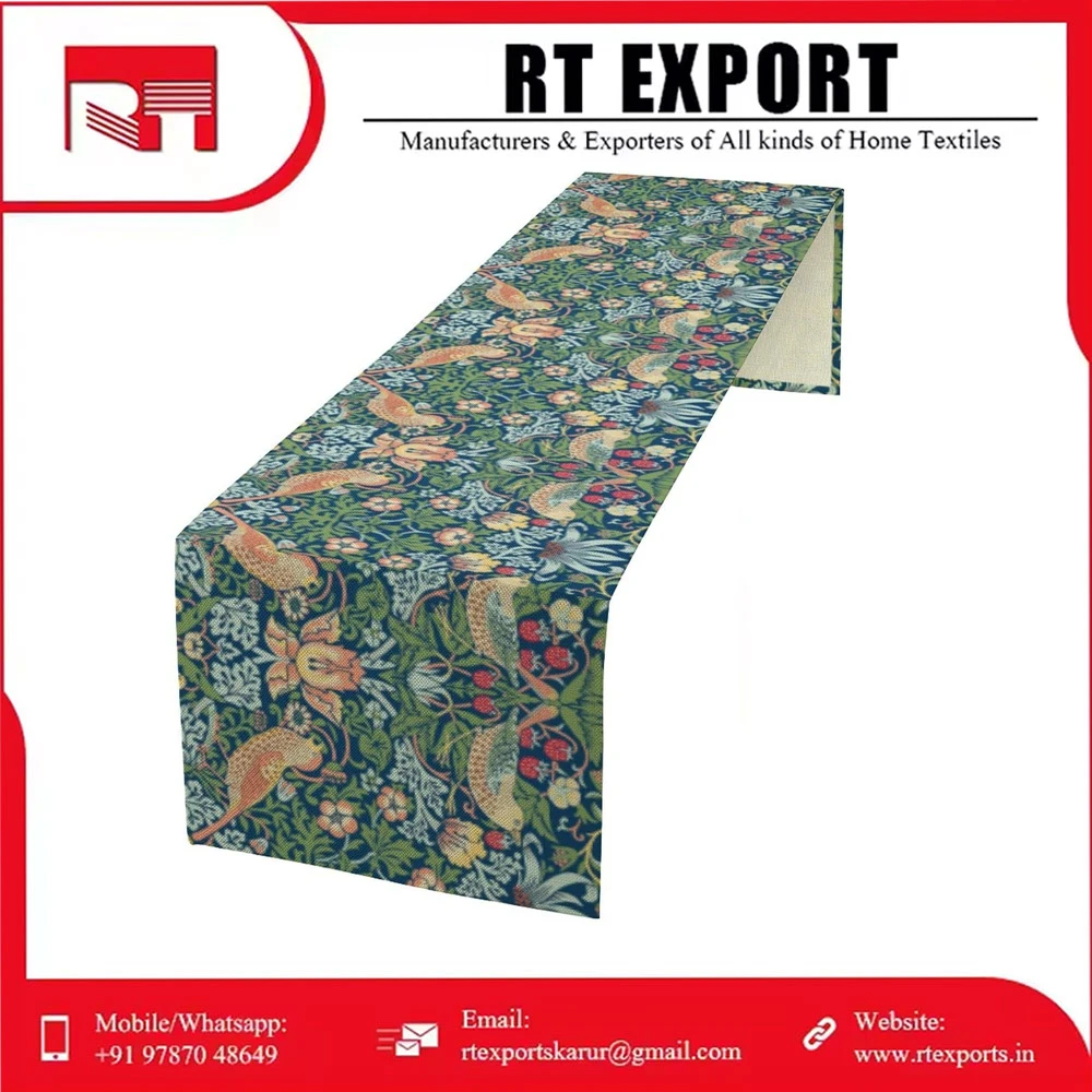 Wholesale Price Best Selling Morden Style Embroidered Pure Cotton Dining Room Table Runner Indian Exporter