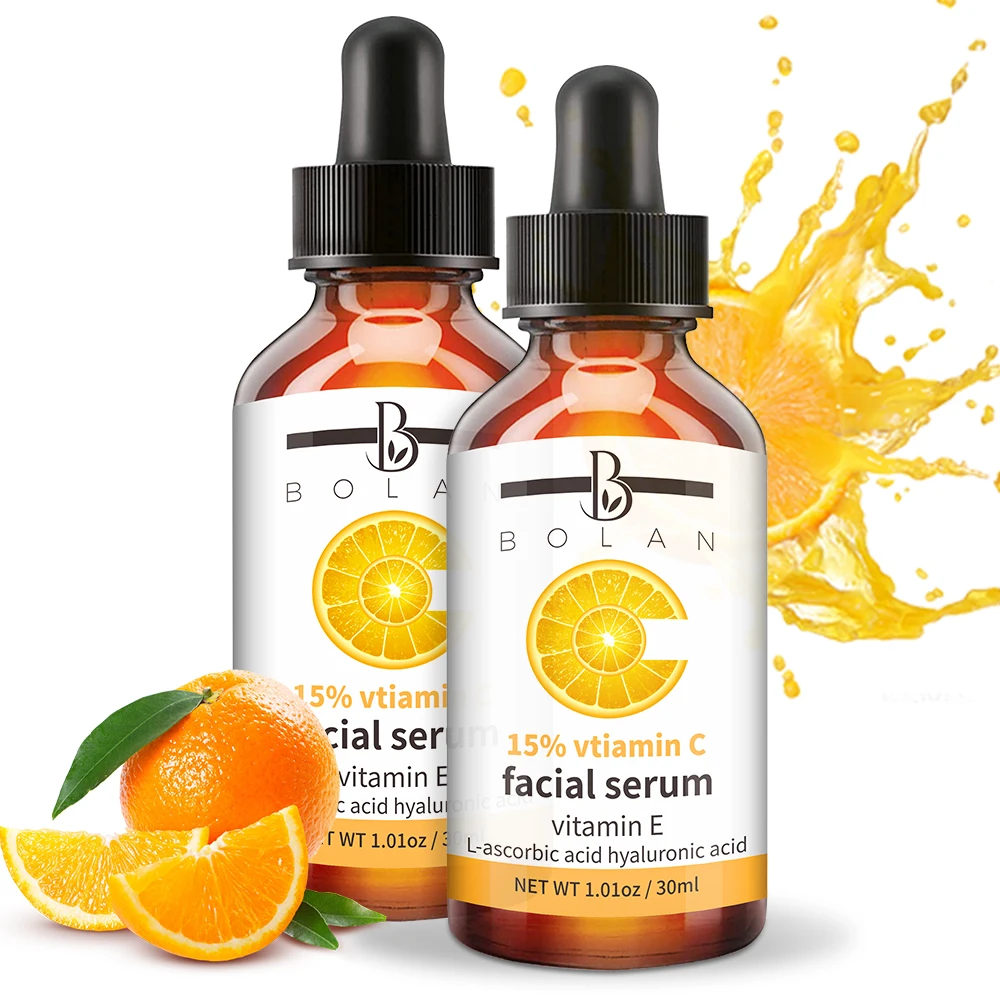 OEM Best Brightening Face Ascorbic Acid Vitamin C Whitening Serum Skin Care With Hyaluronic Acid For Dark Spots