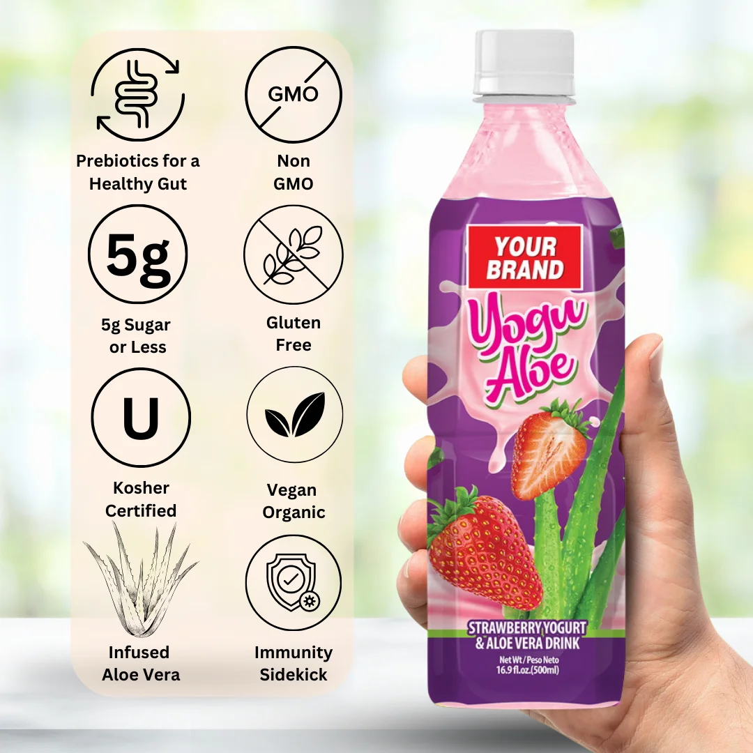 500ml Strawberry Yogurt Aloe Vera Juice Drink VINUT Vietnam Manufacturer - Free Sample & Private Label, Wholesale Best Price