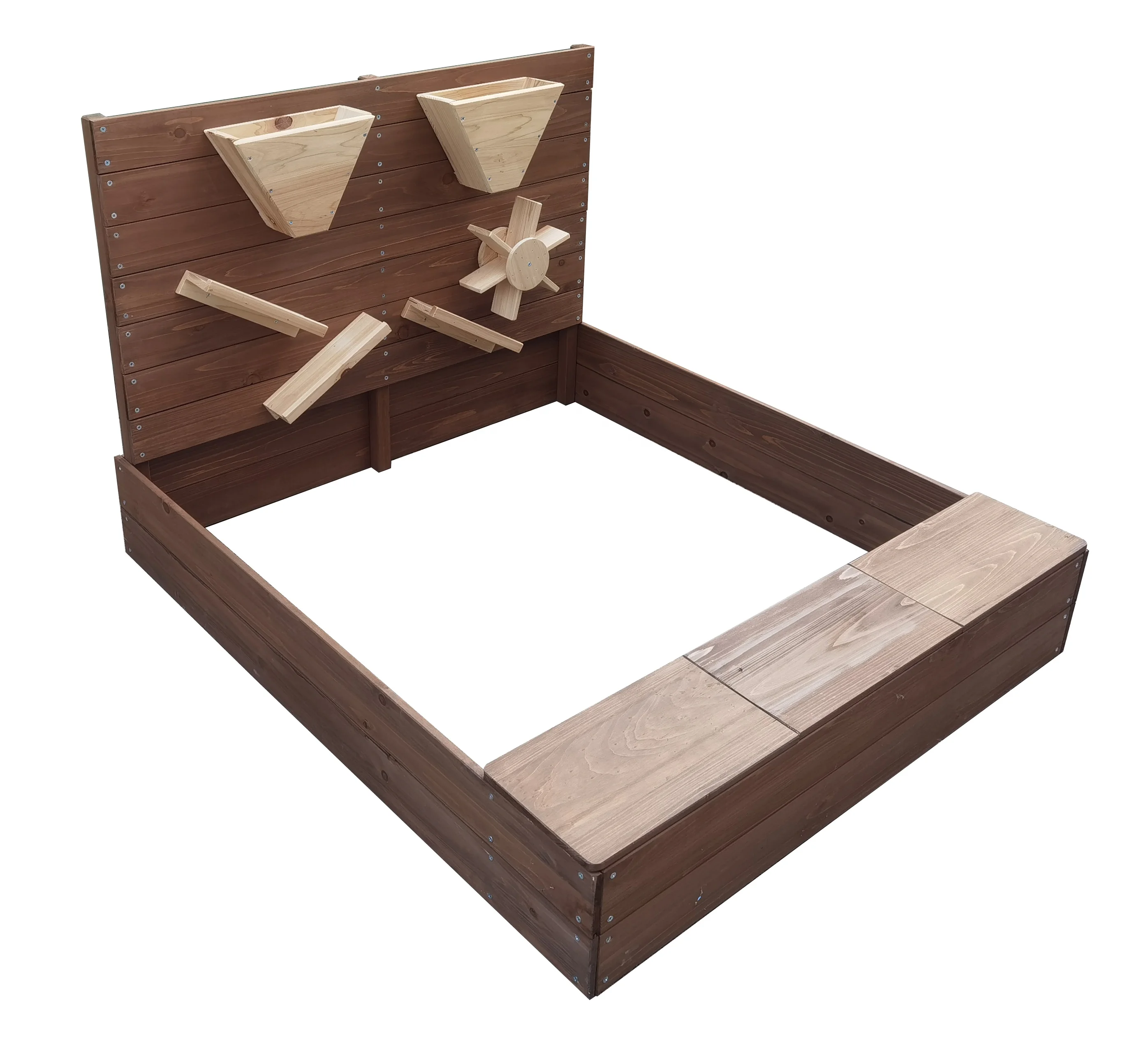 Multifunctional Kids Sandbox with Cover with Chutes Spinning Wheel Sand Boxes for Kids Backyard