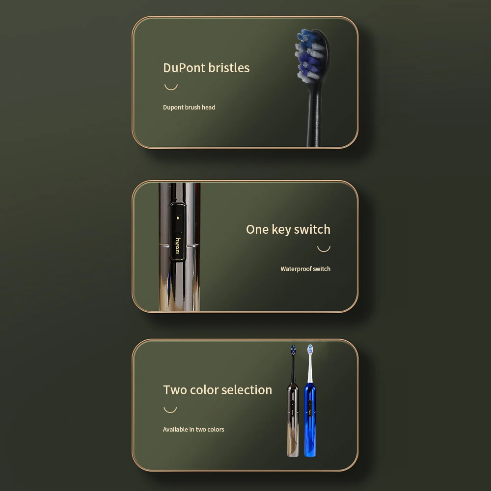 XBH зубная щетка для глубокой очистки 60 градусов двойная отбеливающая волна вибрационная звуковая электрическая