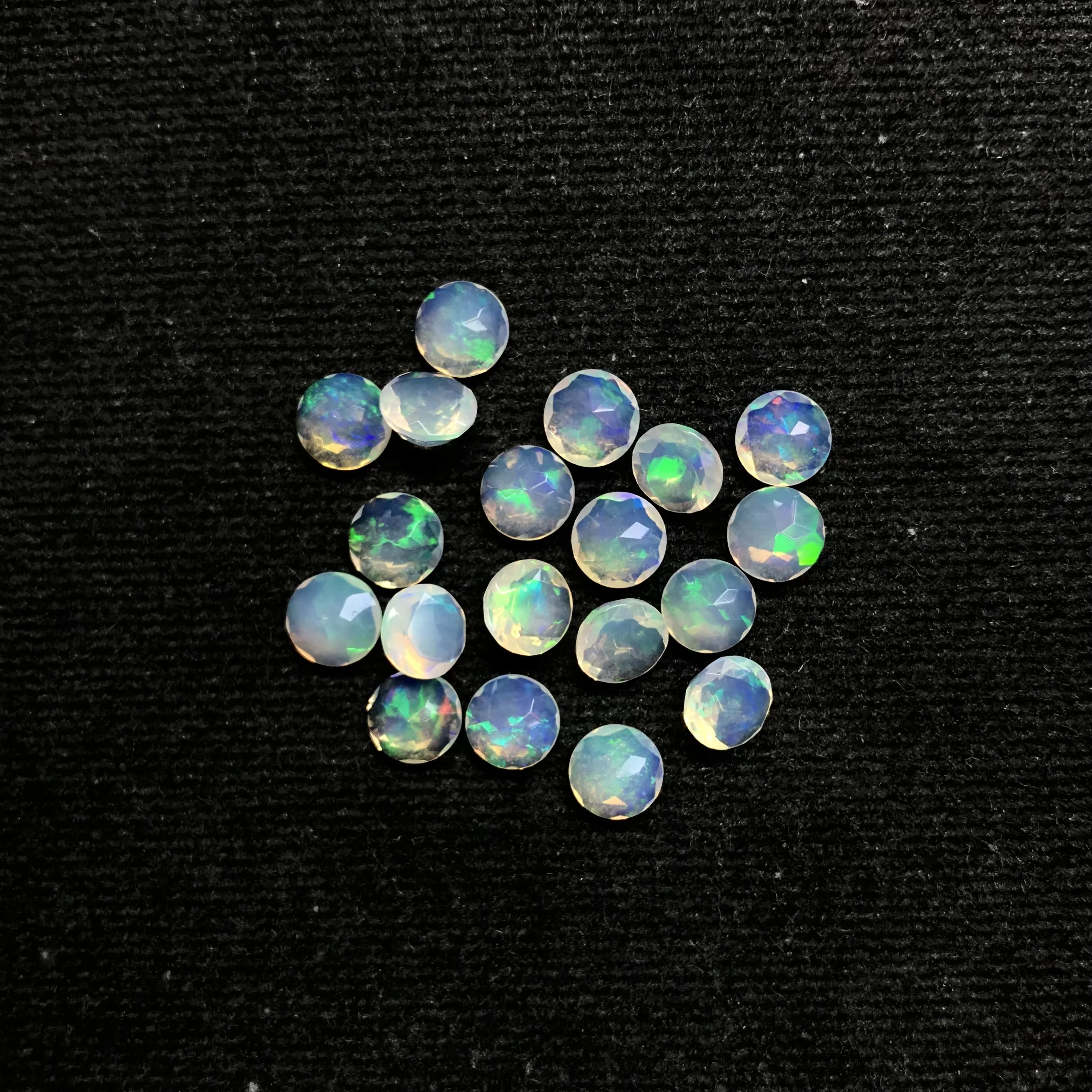 IGI 7mm 8mm Natural Ethiopian Opal Gemstone Round Faceted Loose Gemstone Fire Opal Natural For Jewelry Making Calibrated Stones