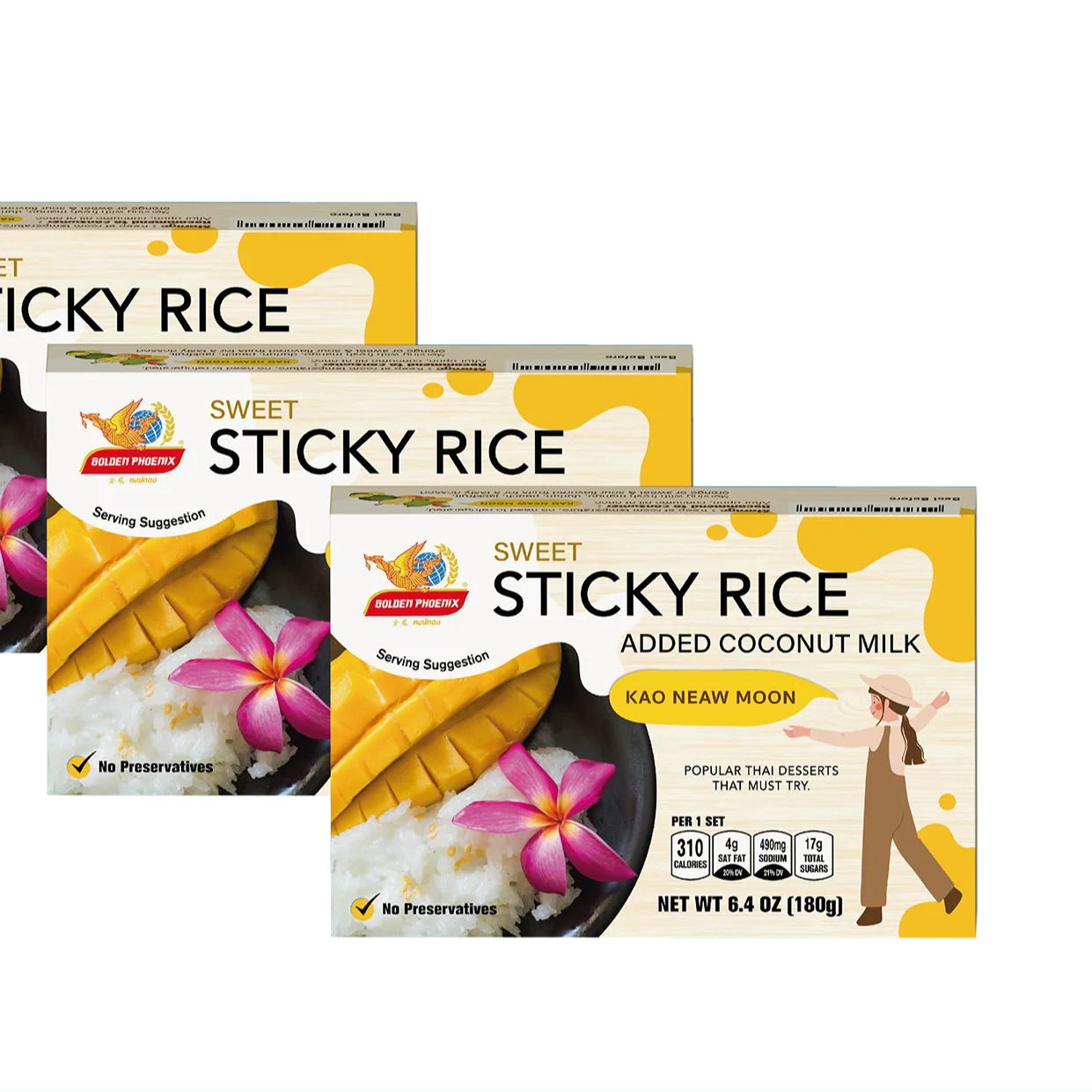 Dessert Ambient Ready to Eat Sweet Sticky Rice with Coconut Milk 180g Thai Popular Worldwide OEM