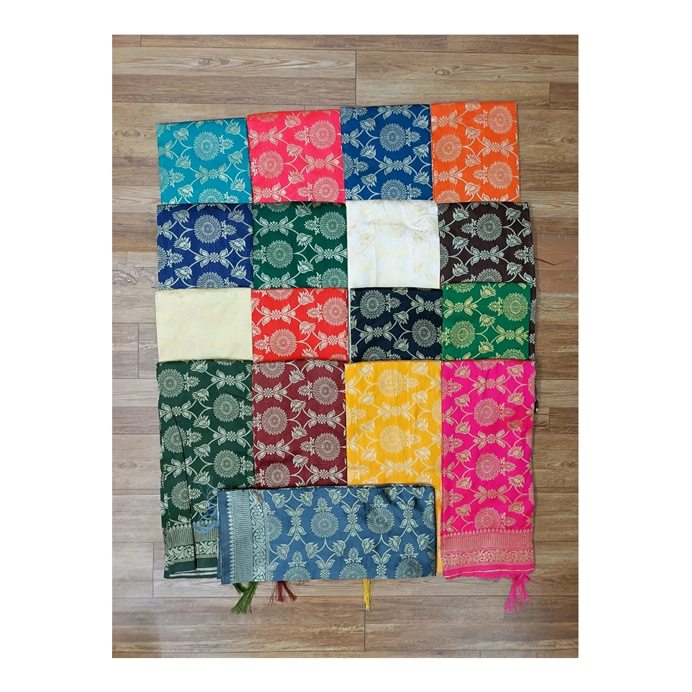 New Banarasee Silk Jari Dupatta Collection Chiffon Jari Dupatta Colorful Plain Checked Design Square Medium Summer Low Adults