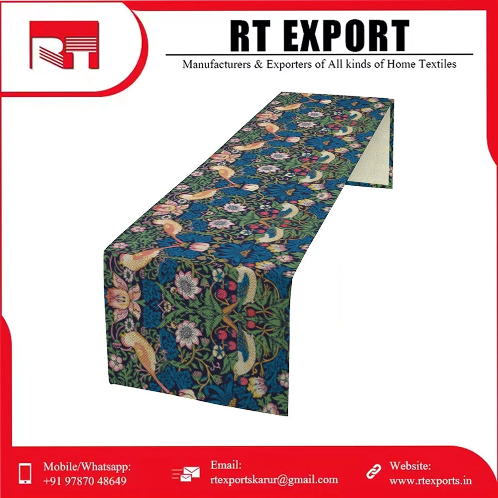 Wholesale Price Best Selling Morden Style Embroidered Pure Cotton Dining Room Table Runner Indian Exporter