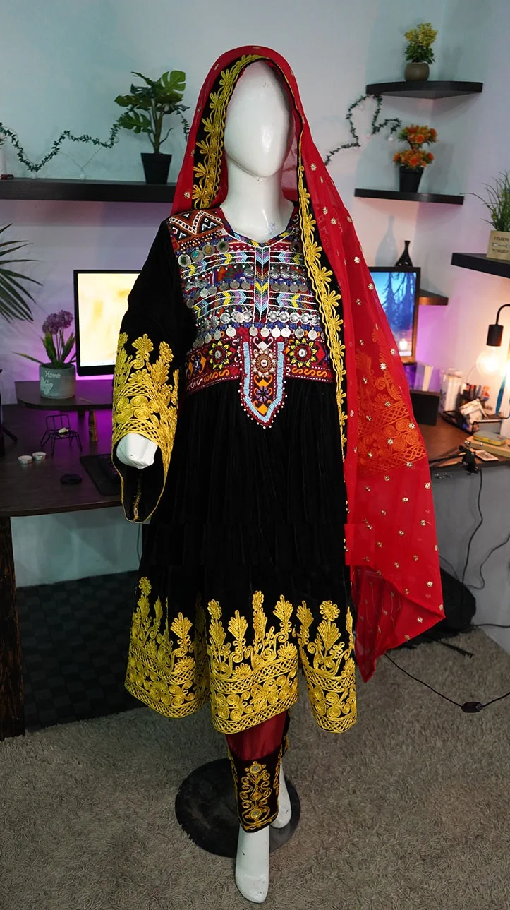 Tribal ethnic vintage kuchi dress, Afghan/Pakistani Kuchi party traditional multi color Dress by Ethereal Factory