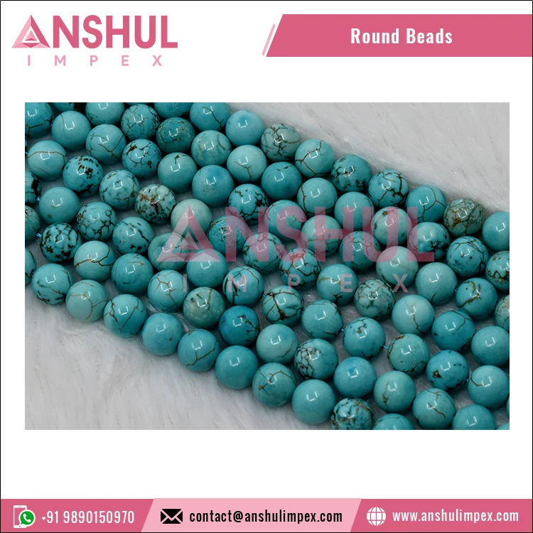 Elegant Turquoise Howlite Healing Gemstone Loose Round Beads Sd Sttrands 10MM Rounone Beads for Jewelry, Necklace Making
