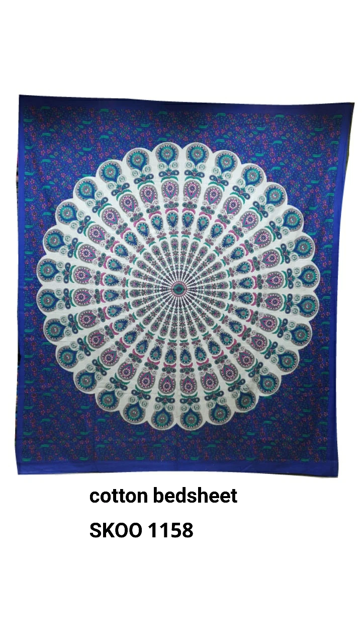 SK Noor and Sons Traditional and 100% Soft Cotton Double Bedsheets Indian Boho bed covers export quality fabric