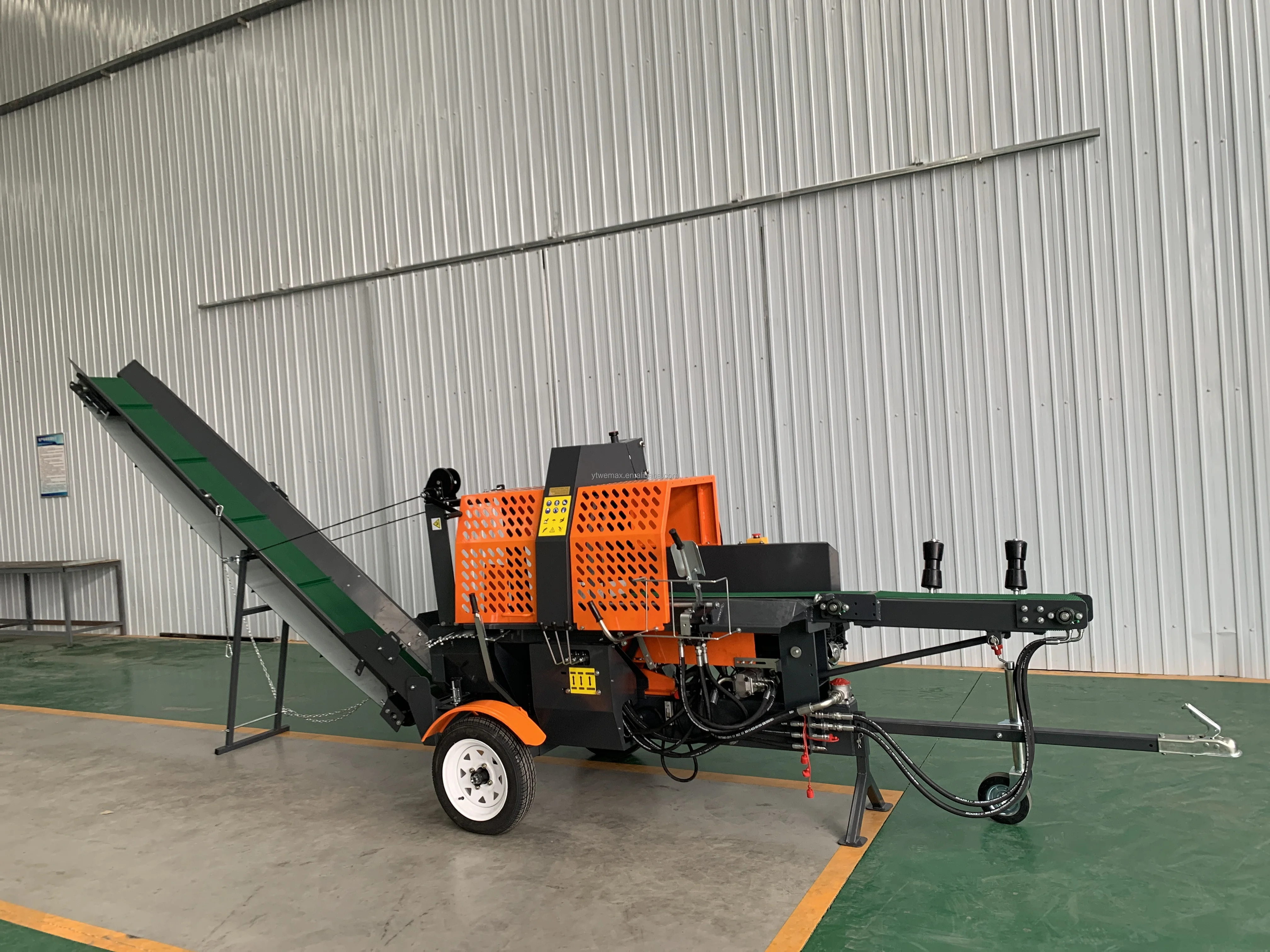 Powerful gas wood log cutter and splitter firewood processor with function lever