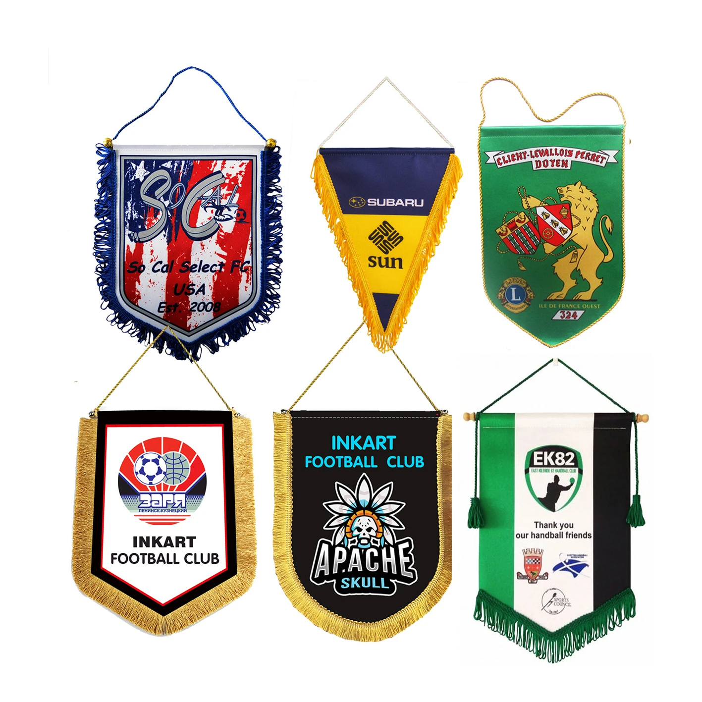 Custom Logo/Hand Embroidery Bullion Embroidered Pennants and Table Flags with Bullion Fringes flags