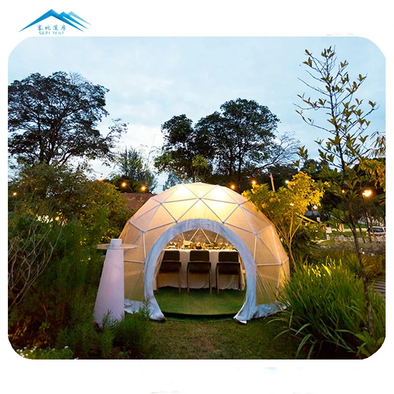 Small Hight Quality Outdoor Party Spherical PVC Glamping Waterproof PC Dome Transparent Geodesic Dome Igloo Gazebo Tent For Sale