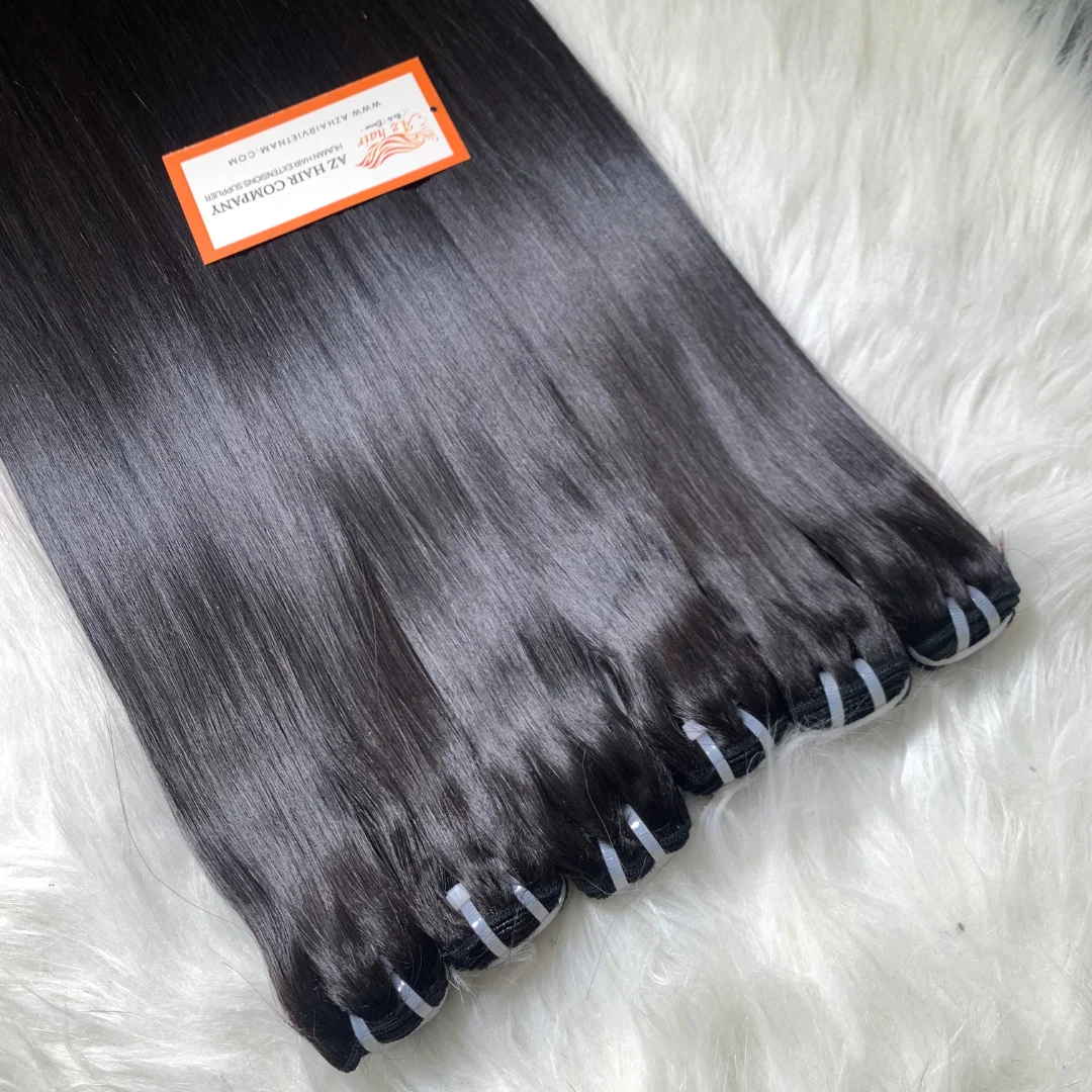 100% Remy Human Hair Straight Machine Made Weft Hair Extension Double Drawn Hair Vietnamese Raw