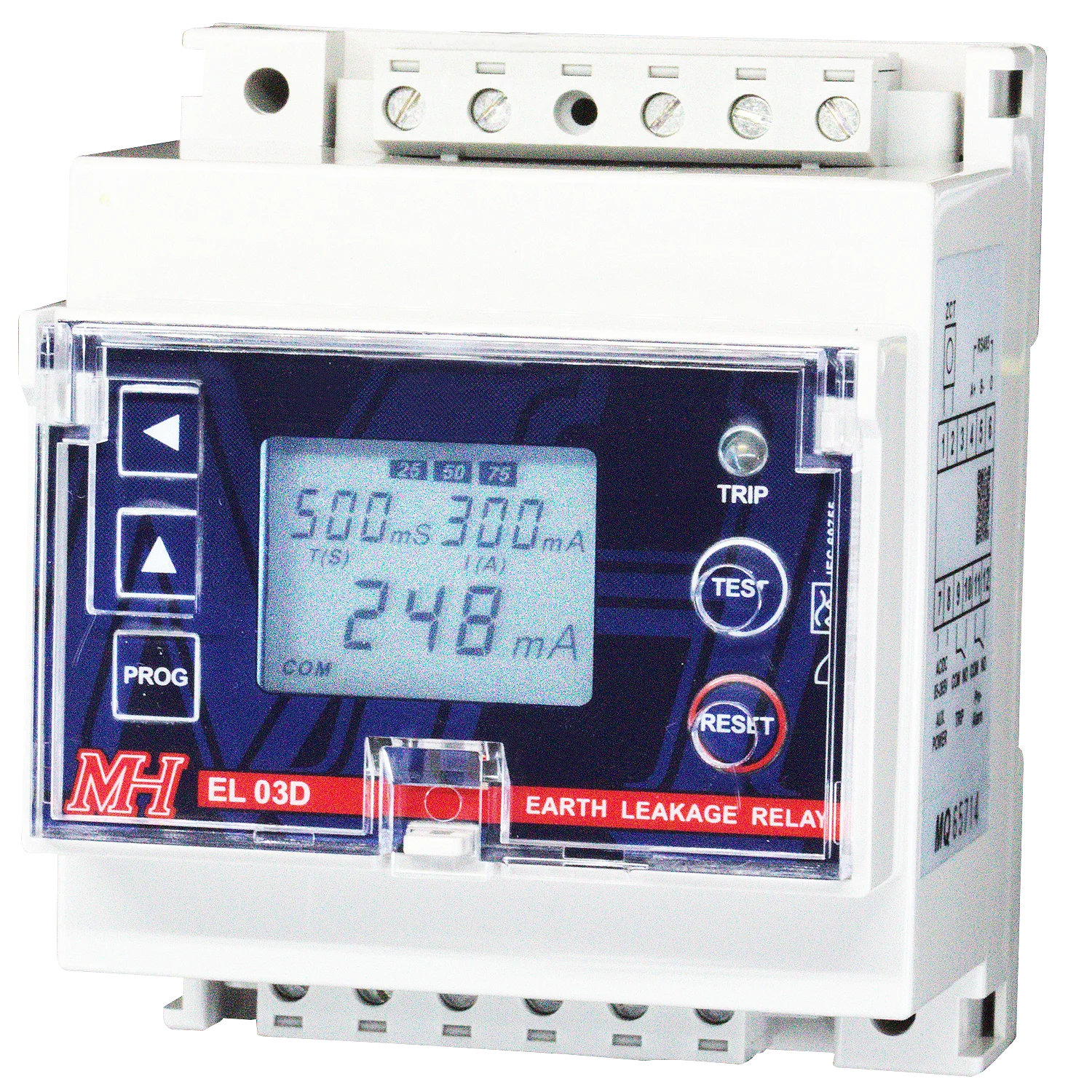 MH Digital Earth Leakage Relay EL 03D & 30D, Residual Current Device, Rated operating residual current 0.03 to 30A