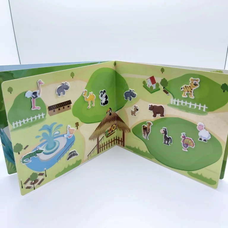 TOUR IN THE ZOO new hot sell washable reusable TPE sticker TPR silicon board game stick book for kids custom design