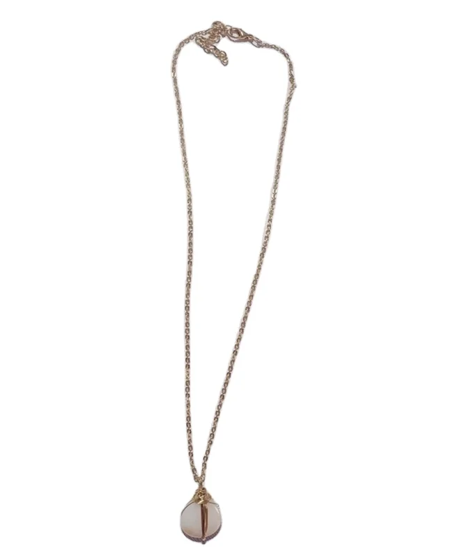 White water drop resin handmade pendant with golden chain casual daily use neck piece for girls