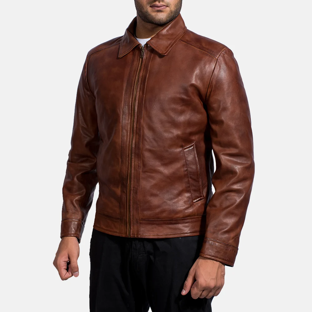 Inferno Brown Leather Jacket For Men Top Quality Pakistan Windproof Genuine Leather Jacket For Men