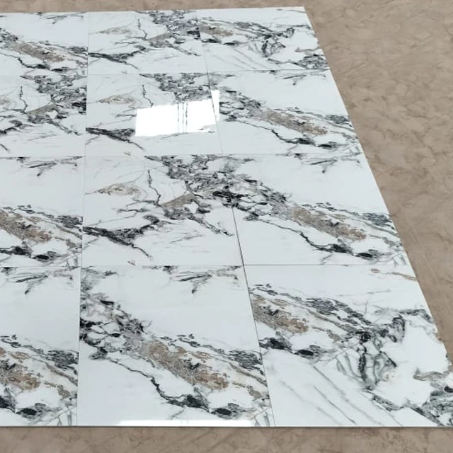High Glossy White Polished Glazed Marble Look Glazed Porcelain 600x600mm Floor Tiles House Tiles Luxury Flooring Tiles